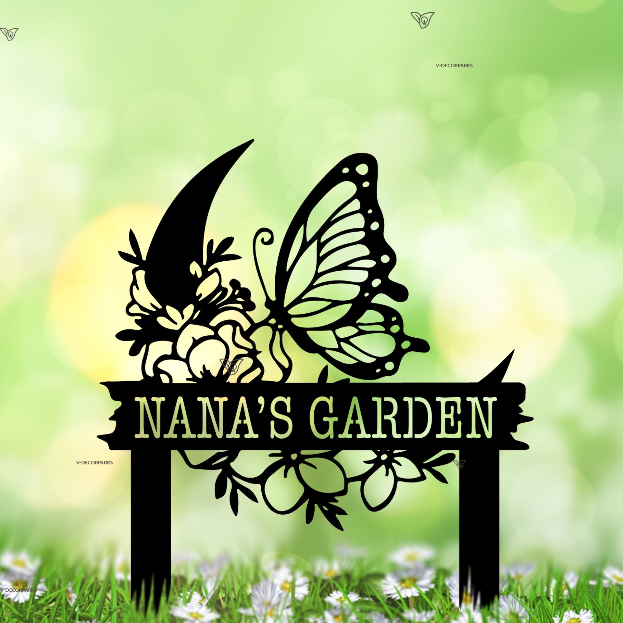 Custom Garden Metal Sign, Flower Sign With Stakes, Personalized Garden Name Sign, Outdoor Metal Sign, Housewarming Gift, Garden Decor