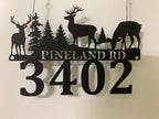 Custom Pine Tree Mountain Deer Metal Address Sign, Personalized Address Deer Metal Sign With Street Name, Farmhouse Entrance Metal Sign