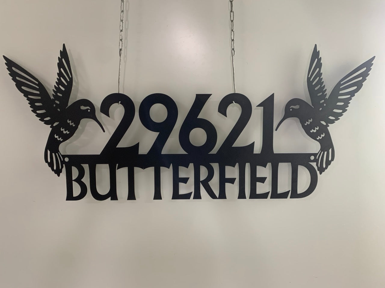 Personalized Address Hummingbird Metal Wall Art Sign, Hummingbird House Number Metal Sign, Custom Garden Name Sign For Bird Lovers