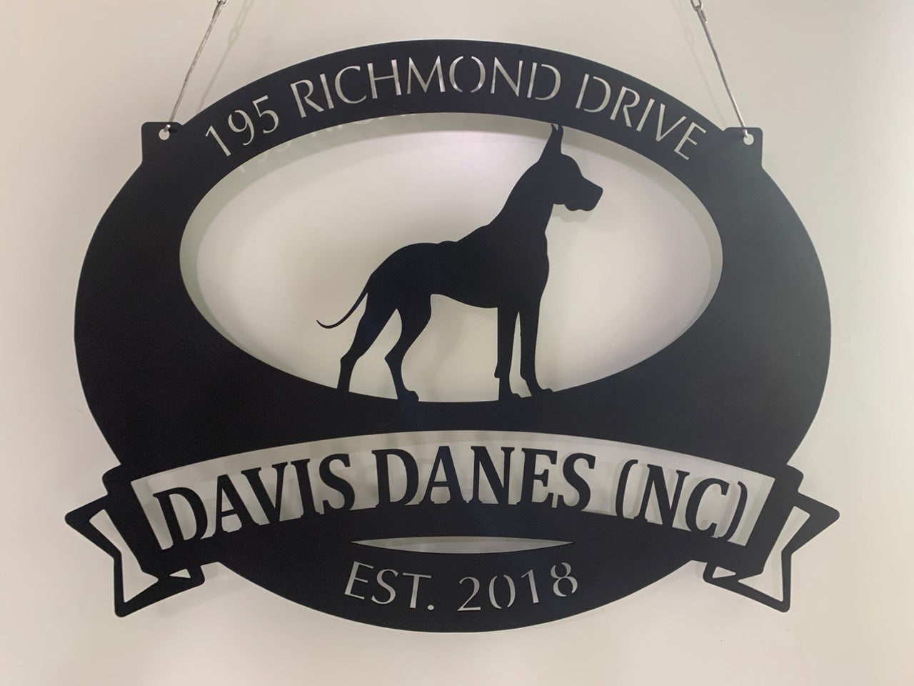 Personalized Address Great Dane Metal Wall Art Sign, Great Dane House Number Metal Sign, Custom Name Metal Sign For Dog Lovers