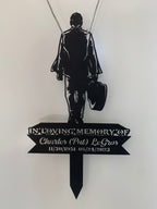 Custom Man Walking With Guitar Memorial Stake, Personalized Guitarist Metal Garden Stake, Remembrance Yard Sign, Guitar Memorial Cross Stake