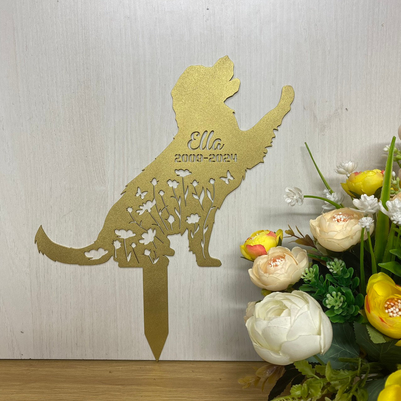 Personalized Golden Retriever Dog Memorial Garden Stake, Pet Loss Remembrance Stake, In Loving Memory Of Dog Metal Grave Marker, Dog Metal Yard Sign