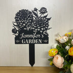 Custom Peony Flower Metal Garden Stake, Metal Peony Flowers Garden Yard Sign, Peony Garden Metal Yard Decor, Custom Gardener Metal Name Sign